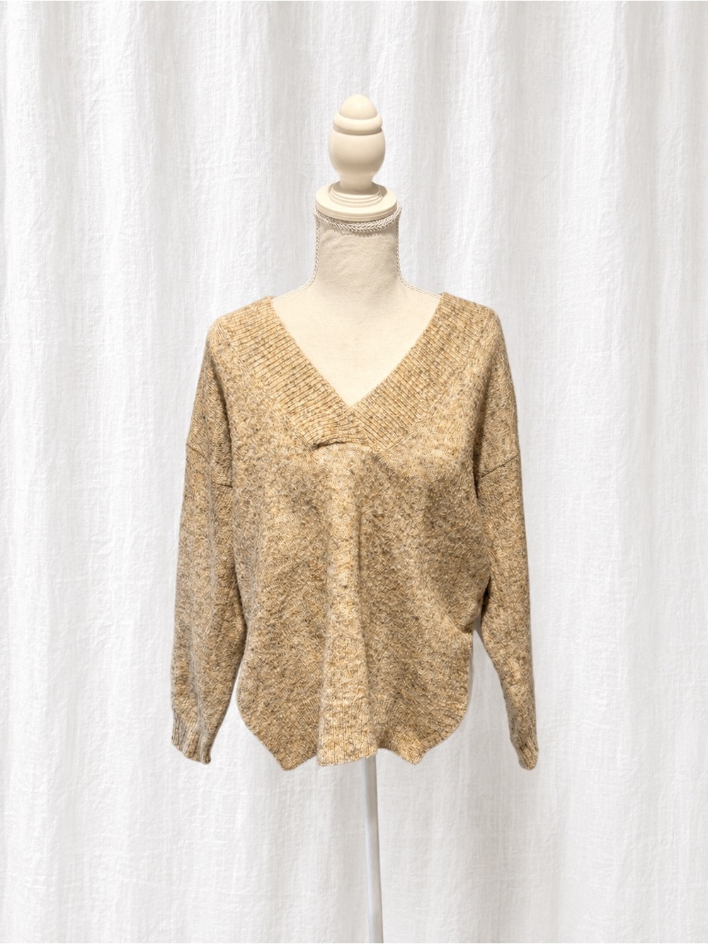 Win.e Beige Marled Oversized Sweater | Cozy Soft Knit Pullover